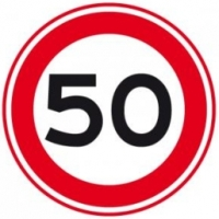 Snelheid 50 km/u bord