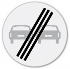 Einde verbod voor motorvoertuigen om elkaar onderling in te halen bord F02